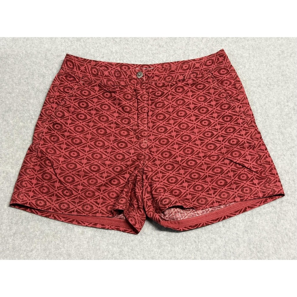 Sportif USA Chino Shorts Womens 8 Red‎ Geometric Print Poplin Cotton Casual